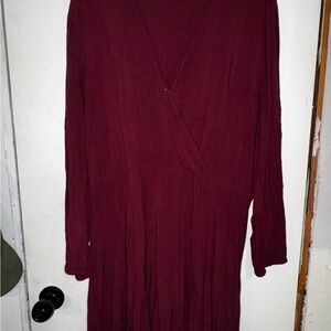 Old Navy Deep Red Long Sleeve Dress